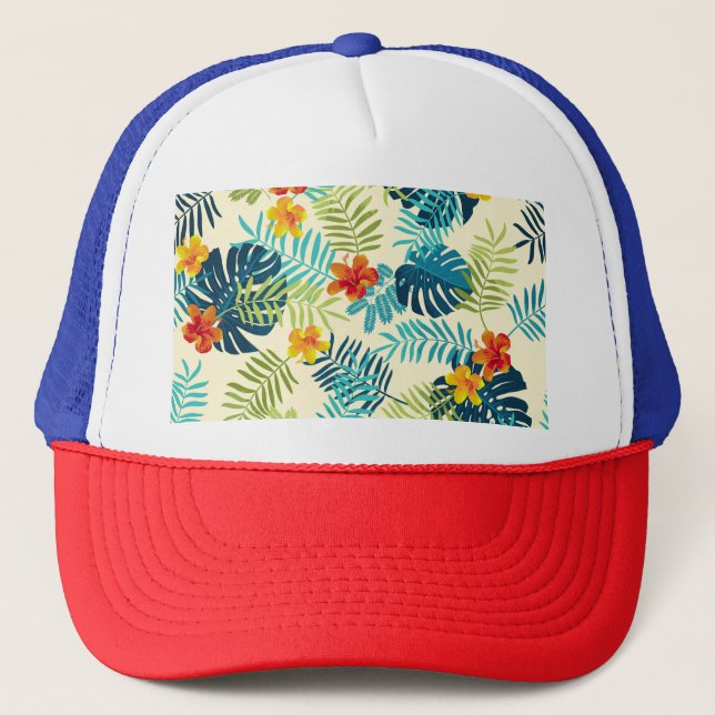 Casquette Monstère tropicale Hibiscus Motif d'été (Devant)