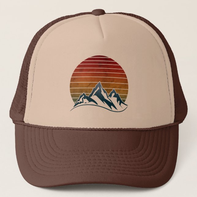 CASQUETTE MONTAGNE VINTAGE COUCHER DE SOLEIL (Devant)