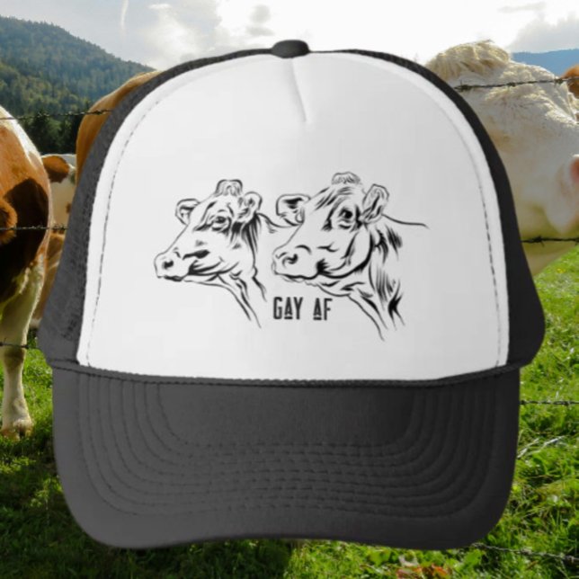Casquette Moo Gay AF Noir & Blanc (Créateur téléchargé)
