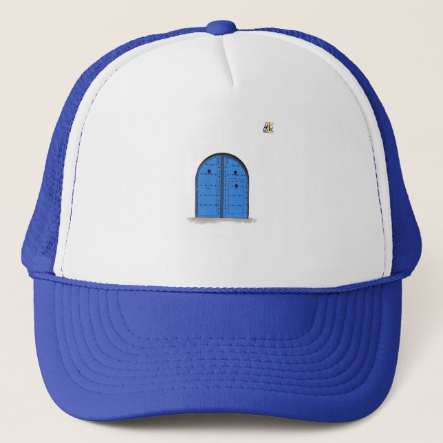 Casquette Moroccan Blue Door – Artistic Embroidered Cap (Devant)