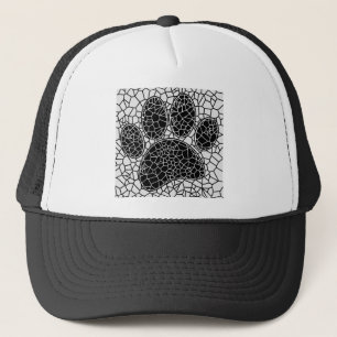 Casquette Mosaic Art Chien Empreinte de patte En Noir Et Bla