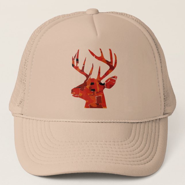 Casquette Mosaïque de silhouette de tête de cerf (Devant)