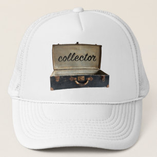 Casquette Mot de collectionneur sur ancienne malle antique v
