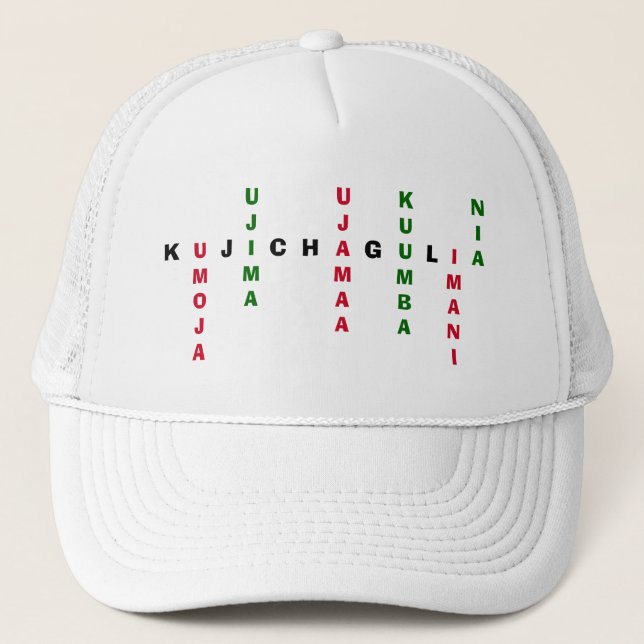 Casquette Mot de passe personnalisé Kwanzaa NGUZO SABA (Devant)