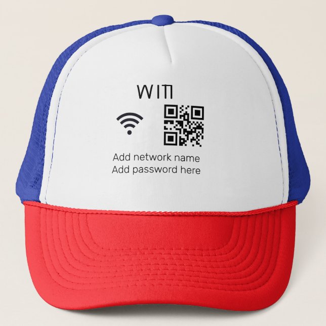 Casquette Mot de passe Wifi signer ajouter le code Q R ici d (Devant)