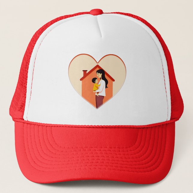 Casquette Mother and Child Love Illustration – Warm Family  (Devant)