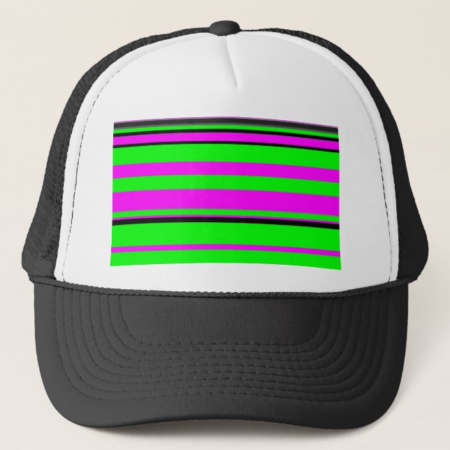 Casquette Motif à rayures couleur noir rose chaud (Devant)