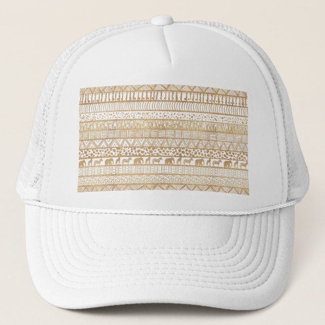 Casquette Motif africain de la tribu Gold White (Devant)