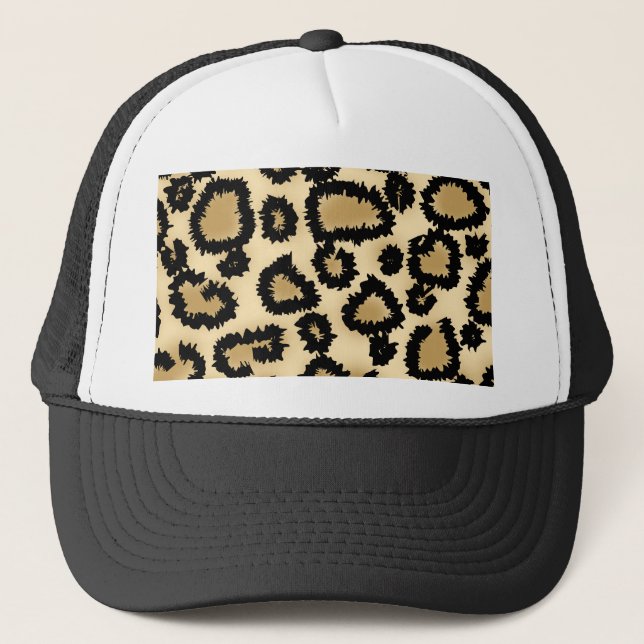 Casquette Motif, brun et noir d'empreinte de léopard (Devant)