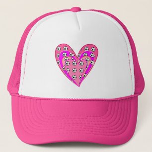 Casquette Motif Coeurs Roses Et Boules De Football