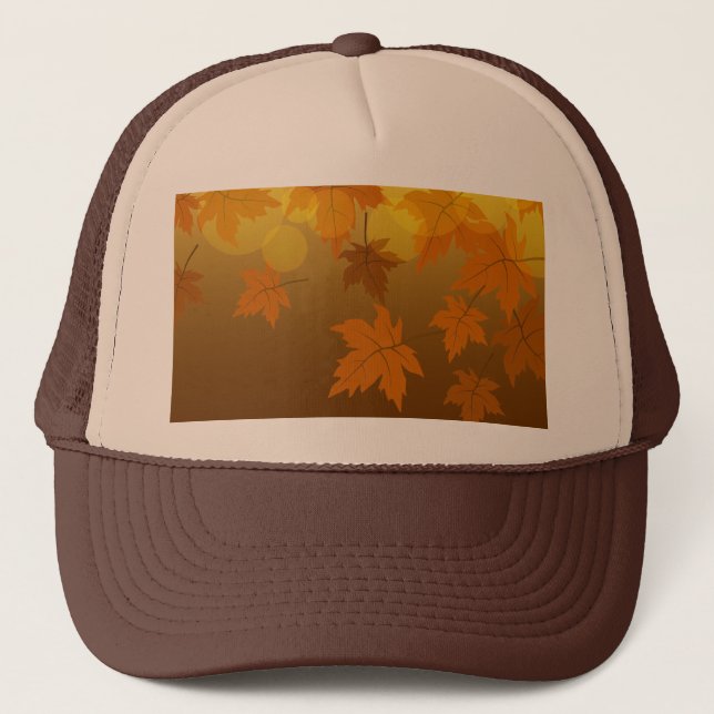 Casquette Motif d'automne avec feuilles d'érable en chute et (Devant)