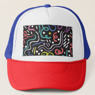 Casquette Motif de brosse dessiné à la main, lignes de zigza