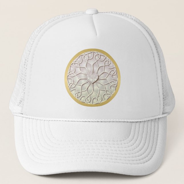 Casquette Motif de cœur LOVE en or rose géométrique (Devant)