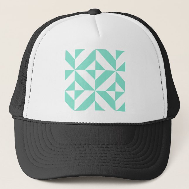 Casquette Motif de cube géométrique vert Seafoam (Devant)