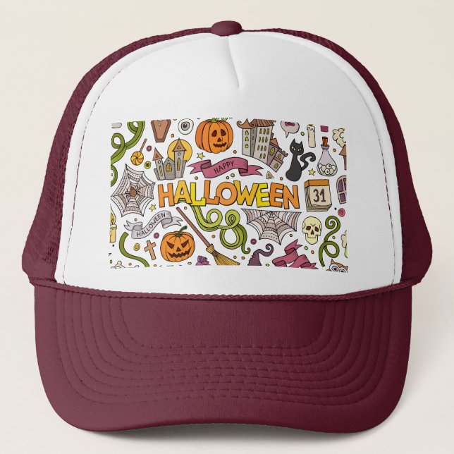 Casquette Motif de doodle Halloween mignon (Devant)