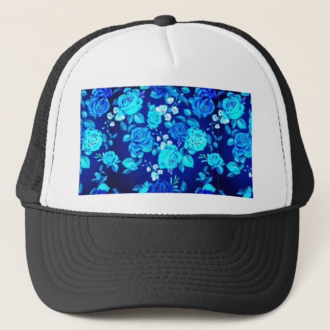 Casquette Motif de fleurs de rose bleue classique-87600 (Devant)