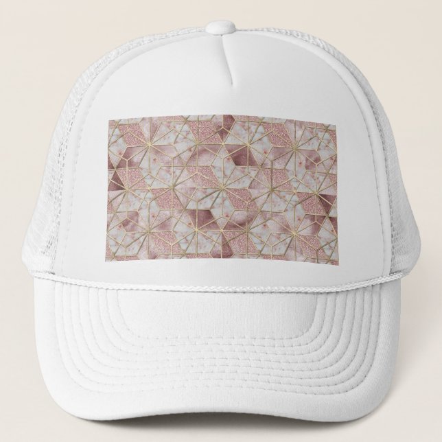 Casquette Motif de fleurs d'étoile géométrique d'or rose mod (Devant)