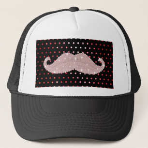 Casquette Motif de pois rose Girly drôle de moustache de