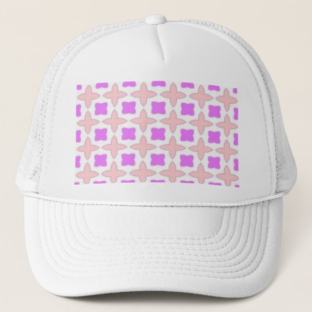 Casquette motif de rose et de blanc (Devant)