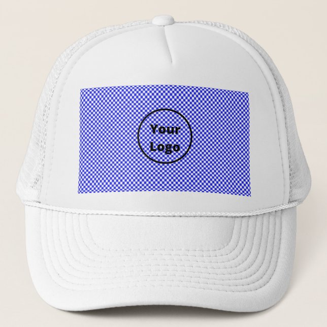 Casquette Motif de tableau à chèques bleu et blanc (Devant)