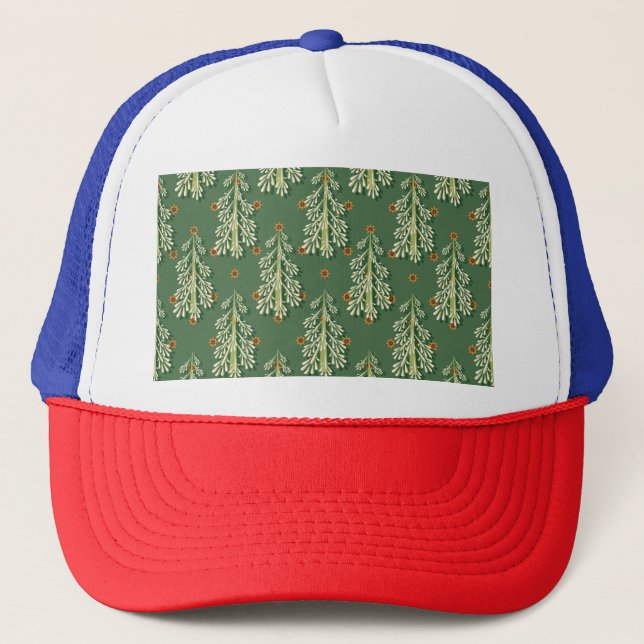 Casquette Motif d'illustration des arbres de Noël (Devant)