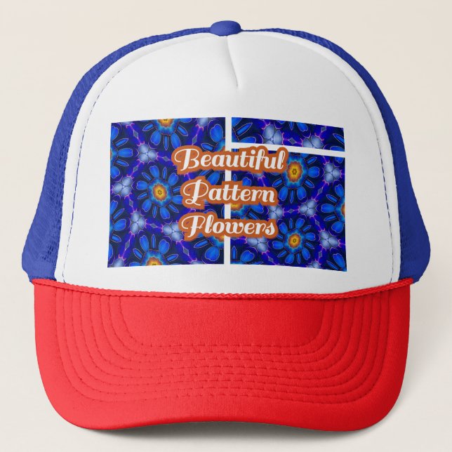 Casquette Motif Fleurs bleues Abstraites (Devant)