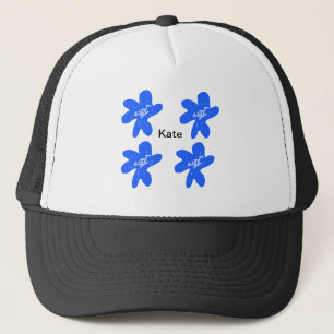 Casquette Motif floral bleu aquarelle ajouter nom