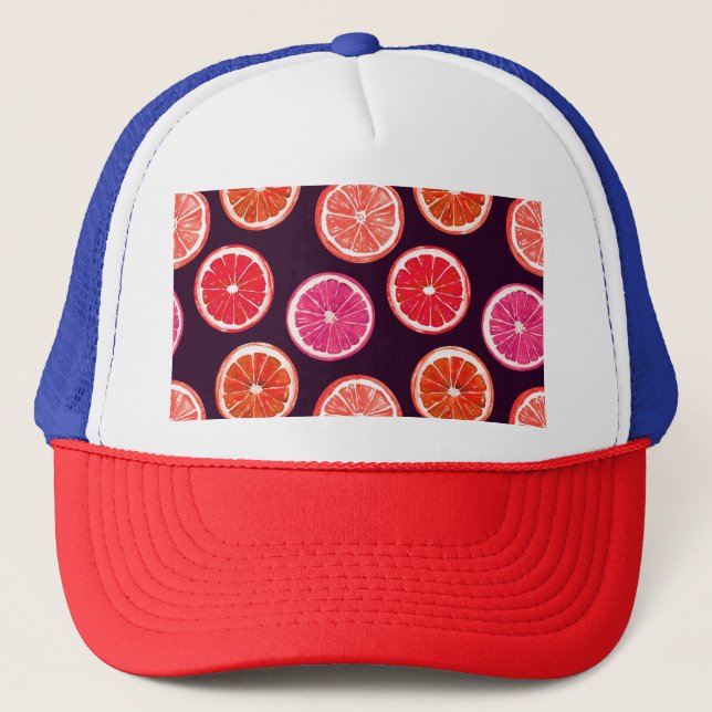 Casquette Motif foncé Citrus peint à la main (Devant)