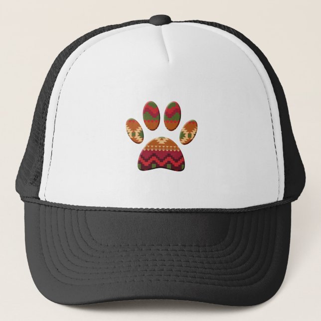 Casquette Motif géométrique Aztec Empreinte de patte Art Dog (Devant)