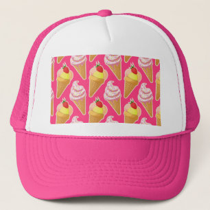 Casquette Motif rose Kawaii avec crème glacée aux fraises