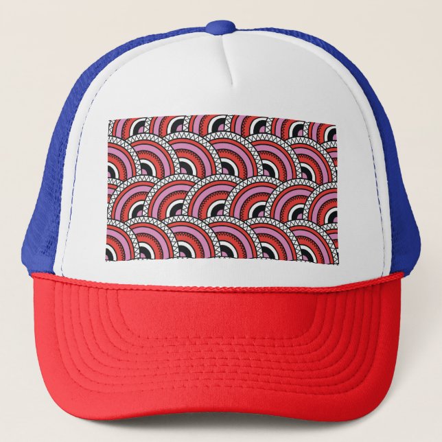 Casquette Motif sans couture géométrique rétro (Devant)