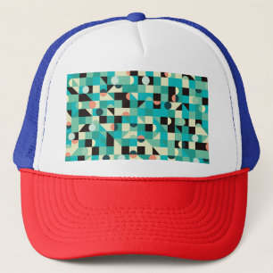 Casquette motif vintage avec triangles et cercles.