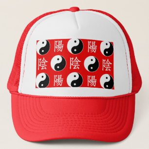 Casquette Motif Yin Yang chinois rouge