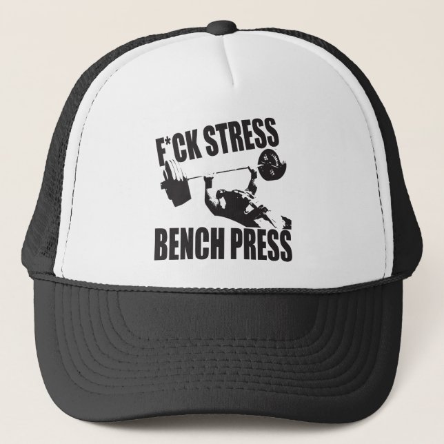 Casquette Motivation de levage - Stress F*CK, presse à banc (Devant)