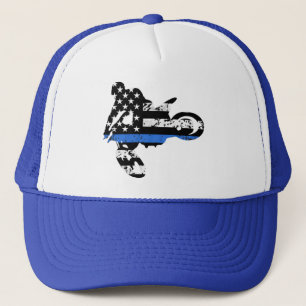 Casquette motocross motocross moto cop mince ligne bleue