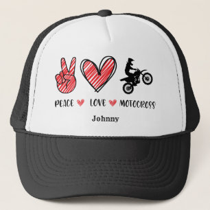 Casquette MOTOCROSS Peace Love Personnalisé