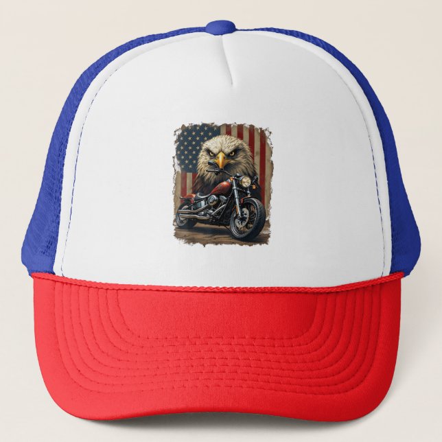 Casquette Motocyclette Drapeau USA Rétro Biker Chopper (Devant)