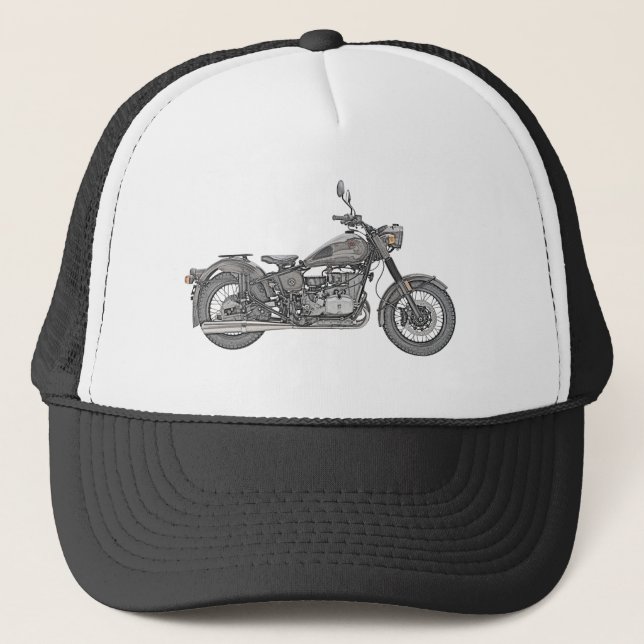 Casquette Motocyclette russe d'ourlet noir et blanc (Devant)