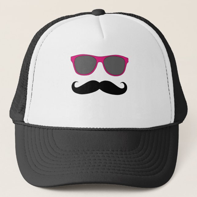 Casquette Moustache drôle et humour rose de lunettes de (Devant)