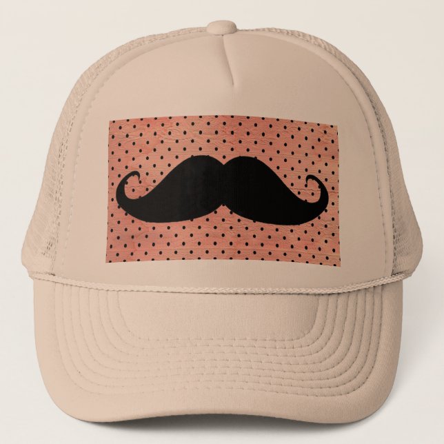 Casquette Moustache drôle sur l'arrière - plan rose mignon (Devant)
