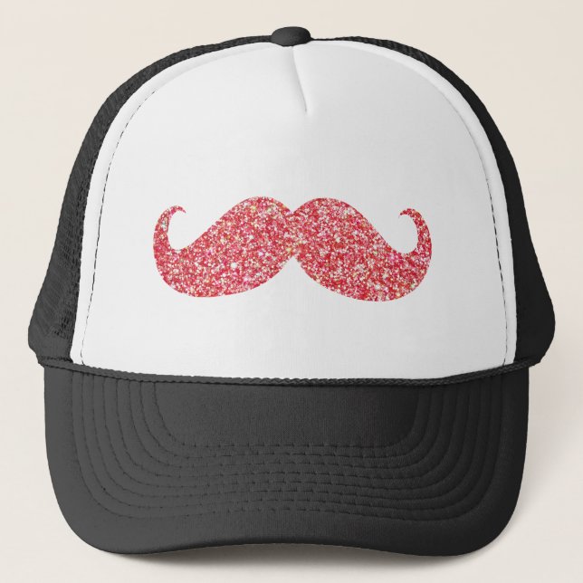 Casquette Moustache Pailletée Rose (Devant)