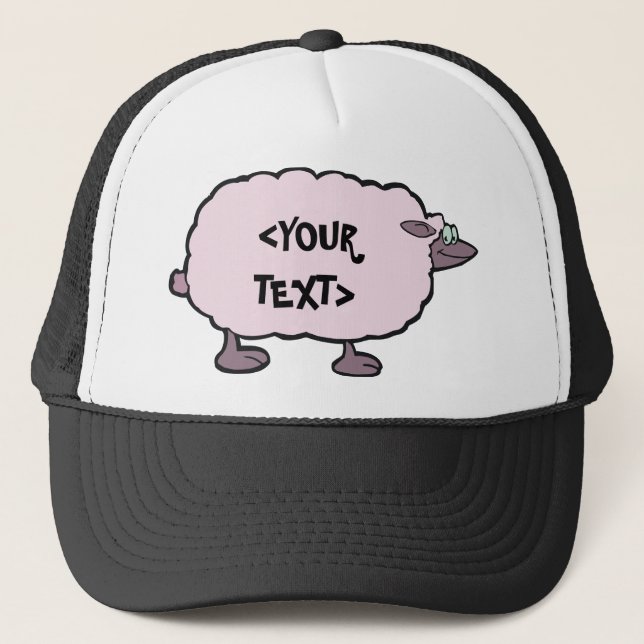 Casquette Mouton Rose, <YOUR TEXT> (Devant)