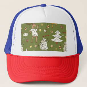 Casquette Moutons de Noël : Illustration Vintage animale.
