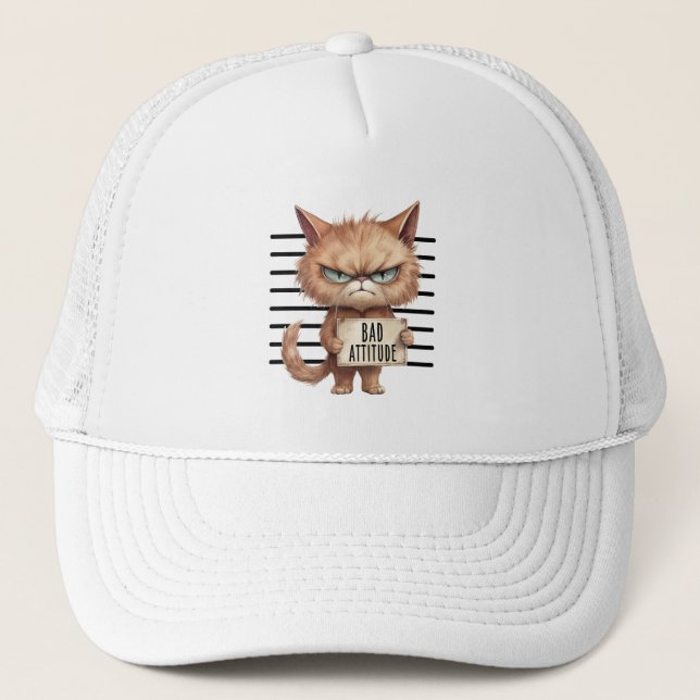 Casquette Mugshot de chat drôle et mignon (Devant)