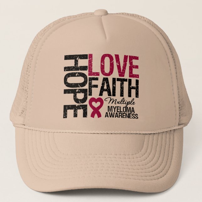 Casquette Myeloma multiple Hope Love Faith (Devant)