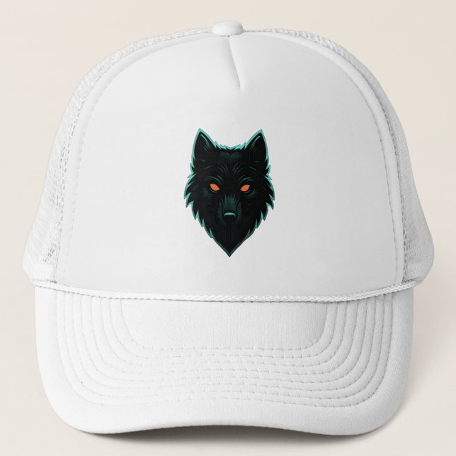 Casquette Mystic Neon Wolf Design Trucker Chapeau (Devant)