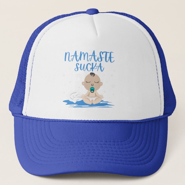 Casquette NAMASTE SUCKA drôle bébé yoga zen master (Devant)