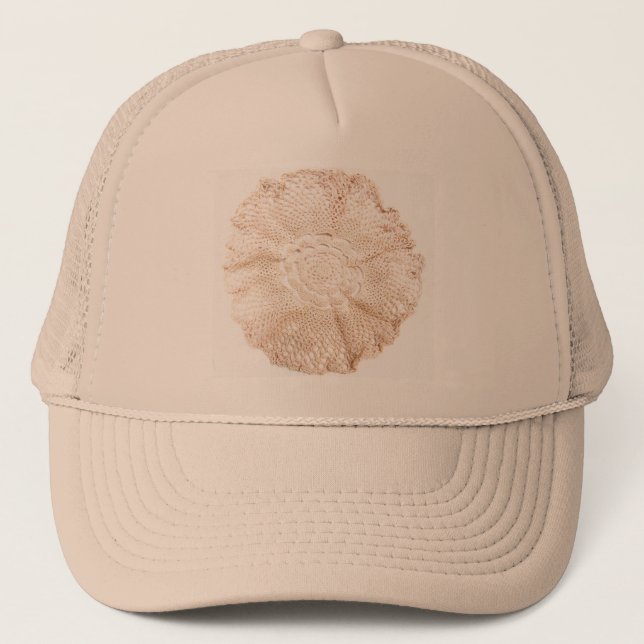 Casquette Napperon vintage démodé bronzage beige d'Ecru (Devant)