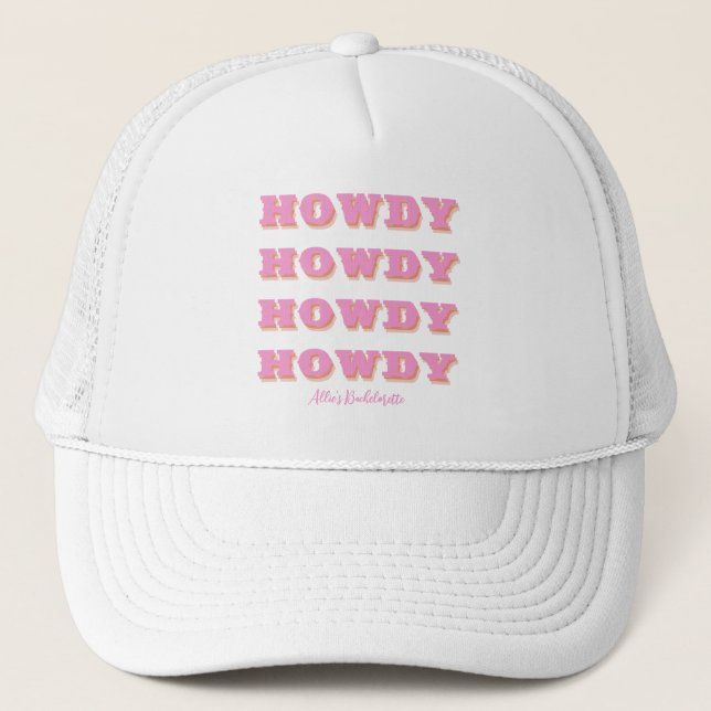 Casquette Nashville Bachelorette Howdy Howdy Pink (Devant)