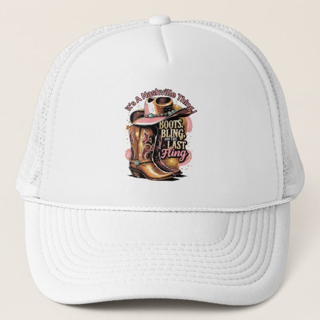 Casquette Nashville Bachelorette Party - Boots and Bling (Devant)